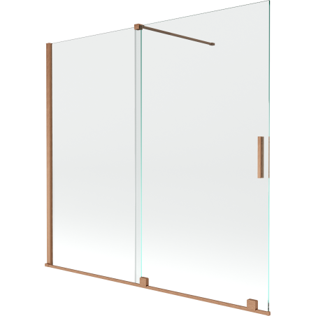 Mexen Velar 2 judamųjų dalių vonios sienelė Stumdomas 170 x 150 cm, Skaidrus, varis šlifuotas - 896-170-000-01-65