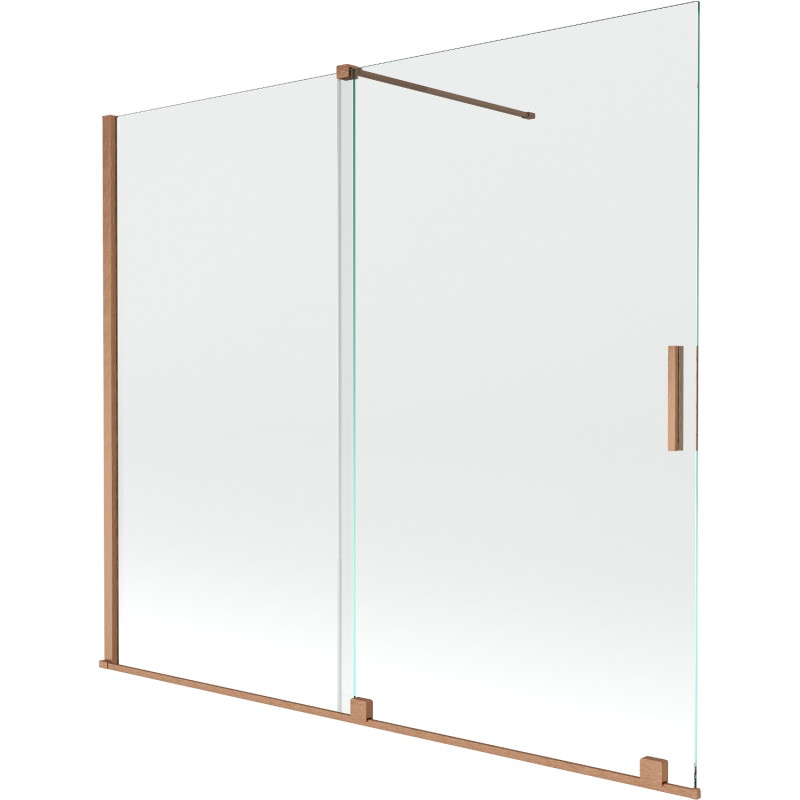 Mexen Velar Dvivietis vonios ekranas išskleidžiamas 180 x 150 cm, skaidrus, šlifuotas varis - 896-180-000-01-65