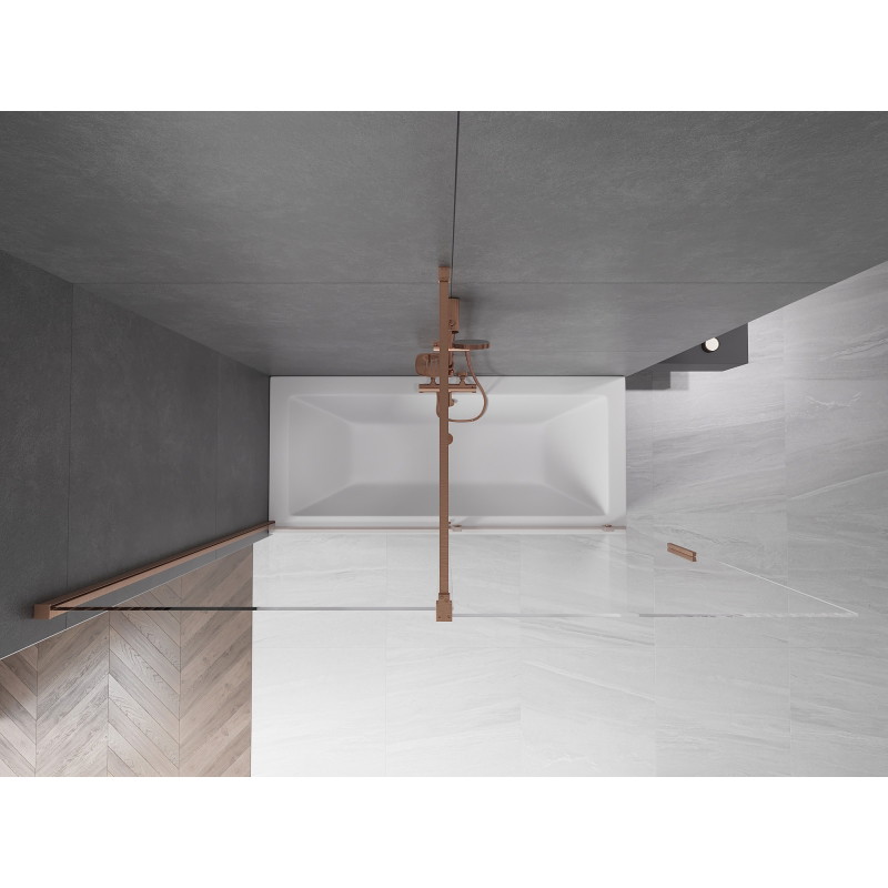 Mexen Velar Dvivietis vonios ekranas išskleidžiamas 180 x 150 cm, skaidrus, šlifuotas varis - 896-180-000-01-65
