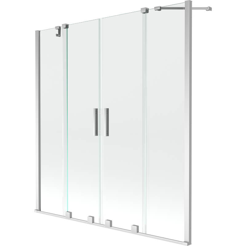 Mexen Velar Duo vonios pertvara, 2-dalių, stumiama 140 x 150 cm, permatoma, chromas - 896-140-000-02-01