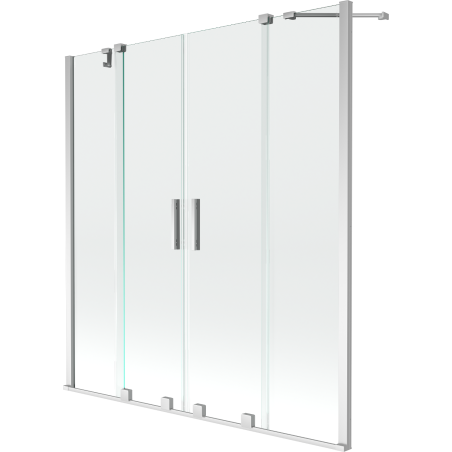 Mexen Velar Duo vonios pertvara, 2-dalių, stumiama 140 x 150 cm, permatoma, chromas - 896-140-000-02-01