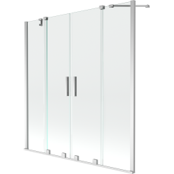Mexen Velar Duo 2 judamųjų dalių vonios sienelė Stumdomas 150 x 150 cm, Skaidrus, chromo - 896-150-000-02-01