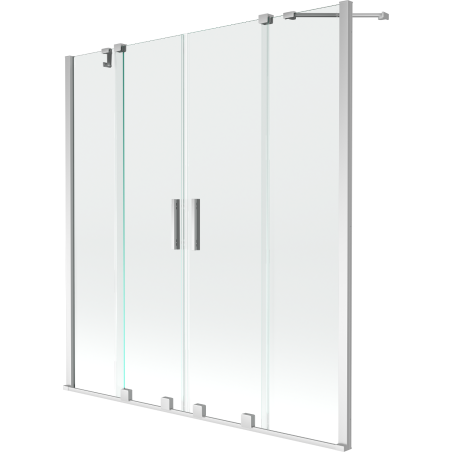 Mexen Velar Dvigubas vonios ekranas 2 dalių, slankiojantis 150 x 150 cm, skaidrus, chromuotas - 896-150-000-02-01