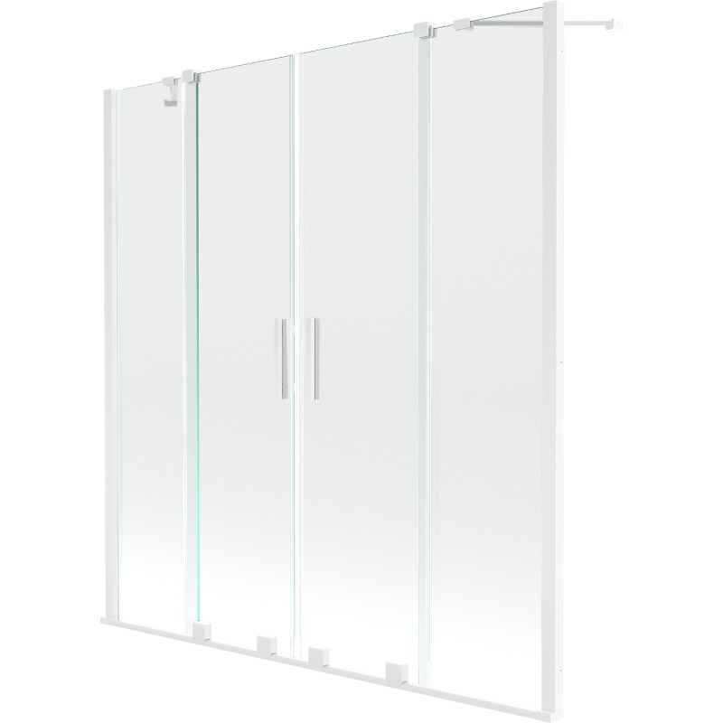 Mexen Velar Duo slankiojama dvikrypčio vonios ekranas 140 x 150 cm, permatomas, baltas - 896-140-000-02-20