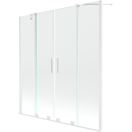 Mexen Velar Dviguba vonios uždanga, 2-jų dalių slankiojanti 140 x 150 cm, skaidri, balta - 896-140-000-02-20