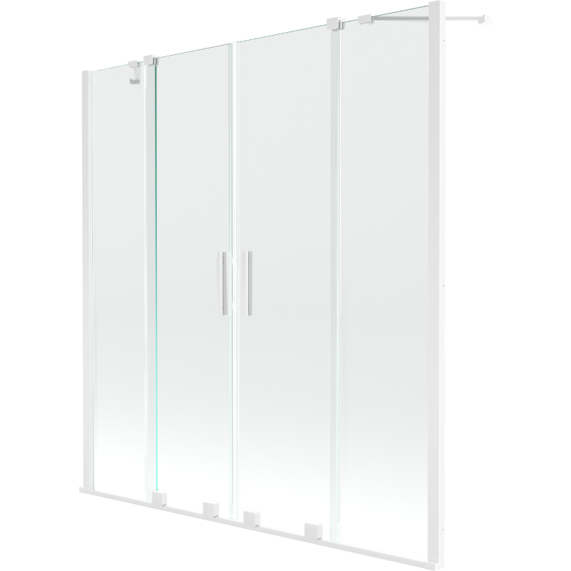 Mexen Velar Duo vonios sienelė, dviejų dalių, stumdomas 150 x 150 cm, permatomas, baltas - 896-150-000-02-20
