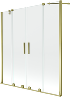 Mexen Velar Dvigubas vonios ekranas, 2-panelių stumdomas 150 x 150 cm, skaidrus, auksinis - 896-150-000-02-50