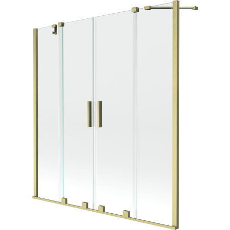 Mexen Velar Duo 2 judamųjų dalių vonios sienelė Stumdomas 150 x 150 cm, Skaidrus, šlifuotas auksas - 896-150-000-02-55