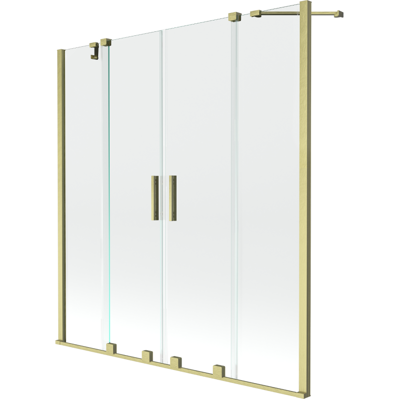 Mexen Velar Duo vonios ekrano dviejų durų stumdomas 160 x 150 cm, permatomas, auksinis šlifuotas - 896-160-000-02-55