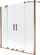 Mexen Velar Dvigubas vonios pertvaras, 2 dalių, stumdomas, 140 x 150 cm, skaidrus, rožinis auksas - 896-140-000-02-60