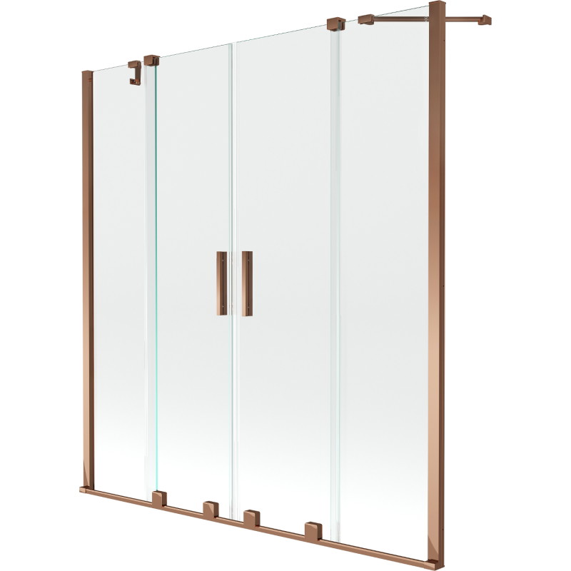 Mexen Velar Duo dviklapis vonios kambarys 150 x 150 cm, skaidrus, rožinis auksas - 896-150-000-02-60