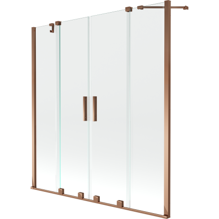 Mexen Velar Duo vonios pertvara, 2 durų, stumdomos, 160 x 150 cm, skaidri, rožinis auksas - 896-160-000-02-60