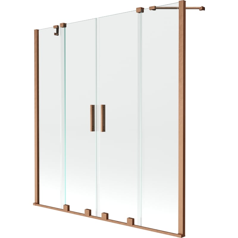 Mexen Velar Dvigubas vonios ekranas, 2 sparnai, stumdomas 140 x 150 cm, skaidrus, šlifuota varis - 896-140-000-02-65