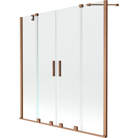 Mexen Velar Dvigubas vonios ekranas, 2 sparnai, stumdomas 140 x 150 cm, skaidrus, šlifuota varis - 896-140-000-02-65