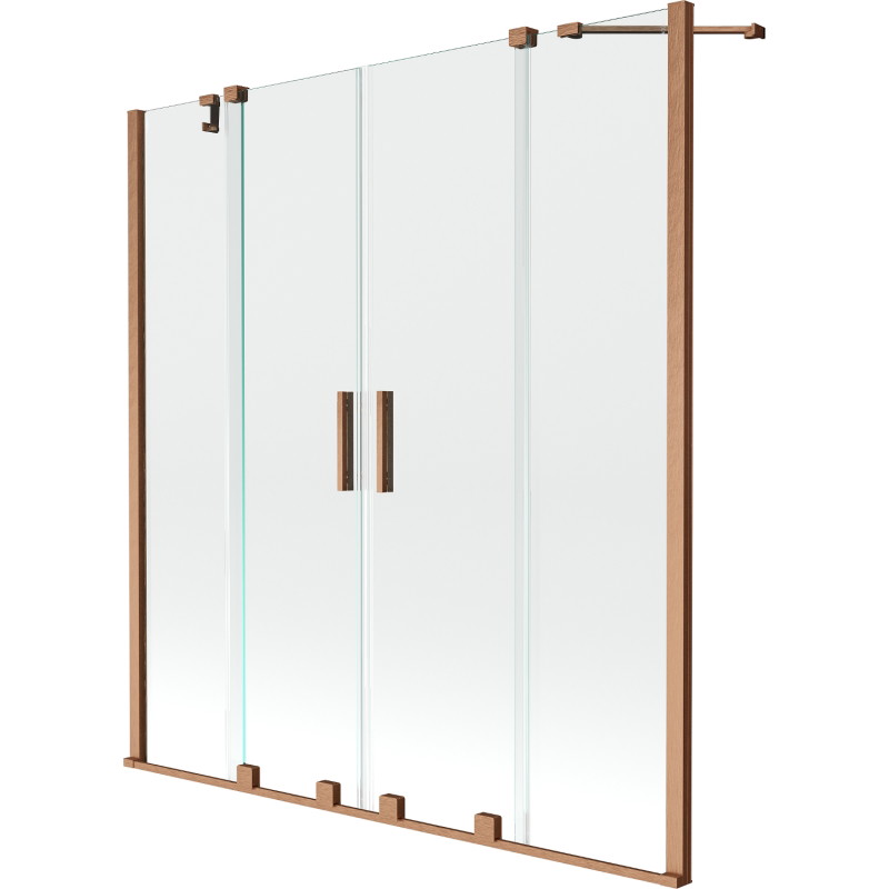 Mexen Velar Dvigubas vonios ekranas, 2 dalių, stumdomas, 150 x 150 cm, skaidrus, šlifuota varis - 896-150-000-02-65