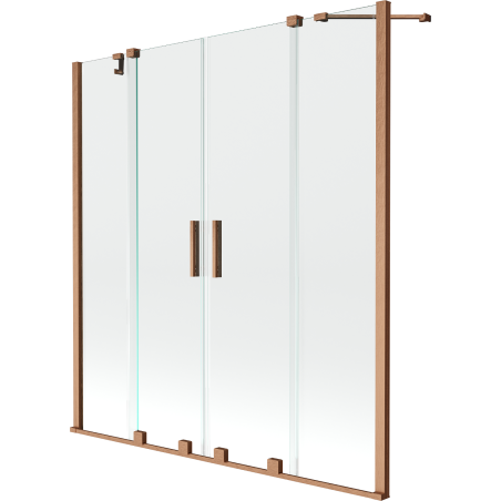 Mexen Velar Duo vonios ekrano 2-jų dalių stumdomas 160 x 150 cm, permatomas, šlifuota varis - 896-160-000-02-65