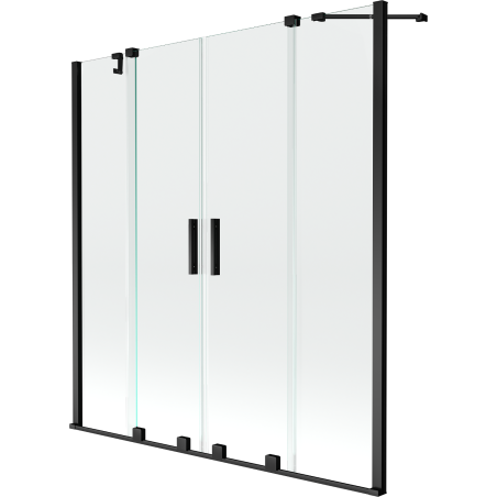 Mexen Velar Dvigubas vonios sienelė, 2 dalių, 150 x 150 cm, permatomas, juodas - 896-150-000-02-70