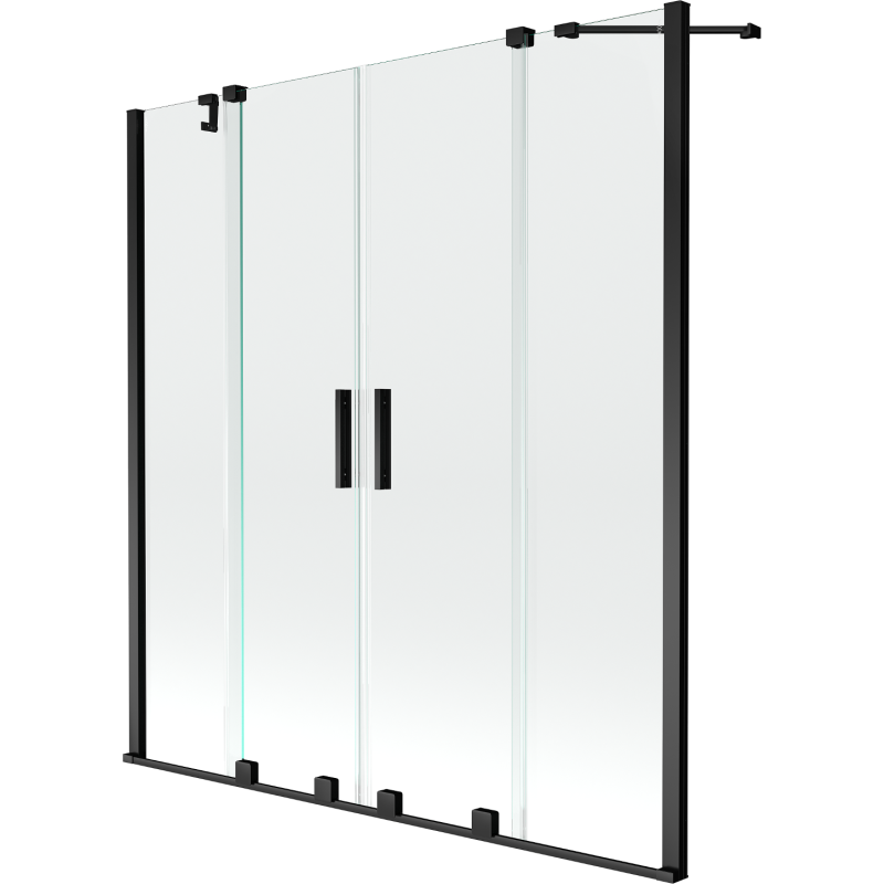 Mexen Velar Duo vonios pertvara 2-durų slankiojanti 160 x 150 cm, permatoma, juoda - 896-160-000-02-70