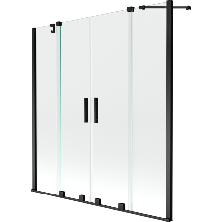Mexen Velar Duo vonios pertvara 2-durų slankiojanti 160 x 150 cm, permatoma, juoda - 896-160-000-02-70