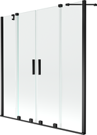 Mexen Velar Duo 2 judamųjų dalių vonios sienelė Stumdomas 160 x 150 cm, Skaidrus, Juoda - 896-160-000-02-70