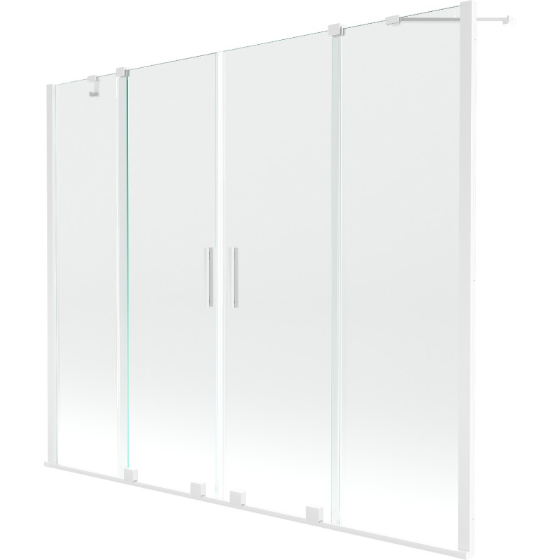 Mexen Velar Duo vonios ekranas, dviejų dalių stumdomas, 180 x 150 cm, skaidrus, baltas - 896-180-000-02-20