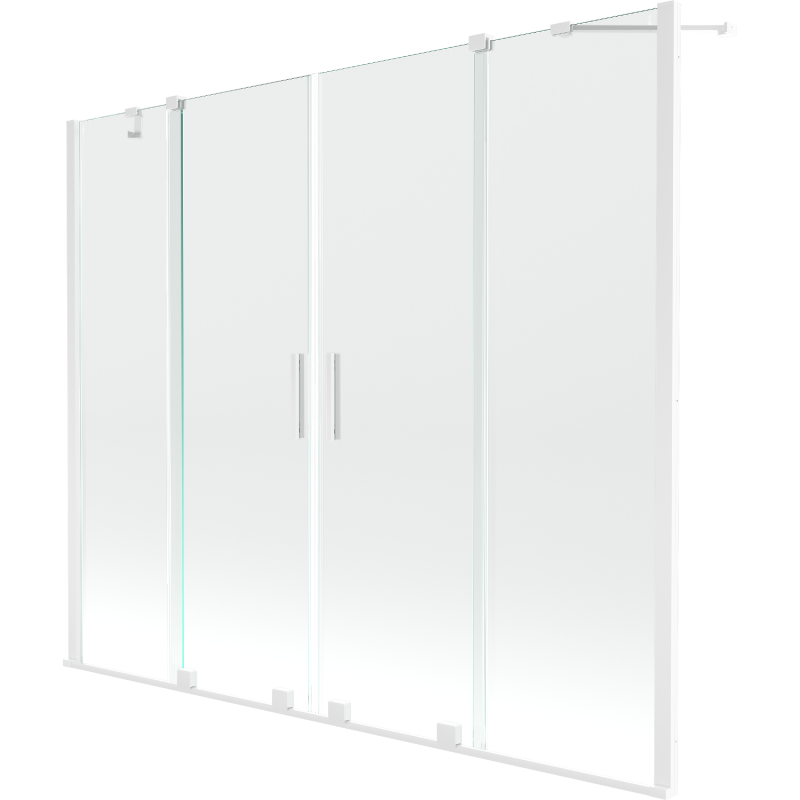 Mexen Velar Duo dvigubas stumdomas vonios ekranas, 200 x 150 cm, skaidrus, baltas - 896-200-000-02-20