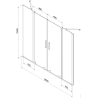 Mexen Velar Duo vonios ekrano dviejų dalių slankiojantis 180 x 150 cm, skaidrus, auksinis - 896-180-000-02-50