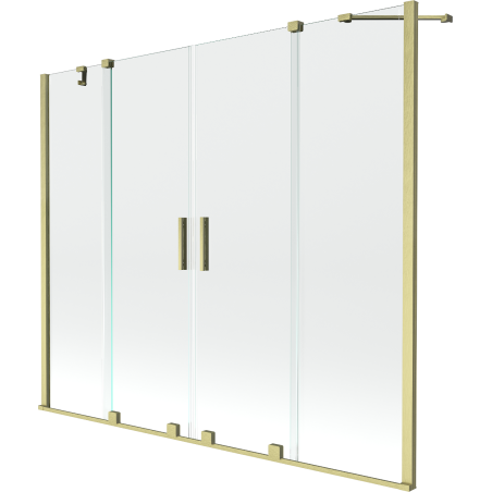 Mexen Velar Duo vonios ekranas 2 dalių stumdomas 170 x 150 cm, skaidrus, šlifuotas auksas - 896-170-000-02-55
