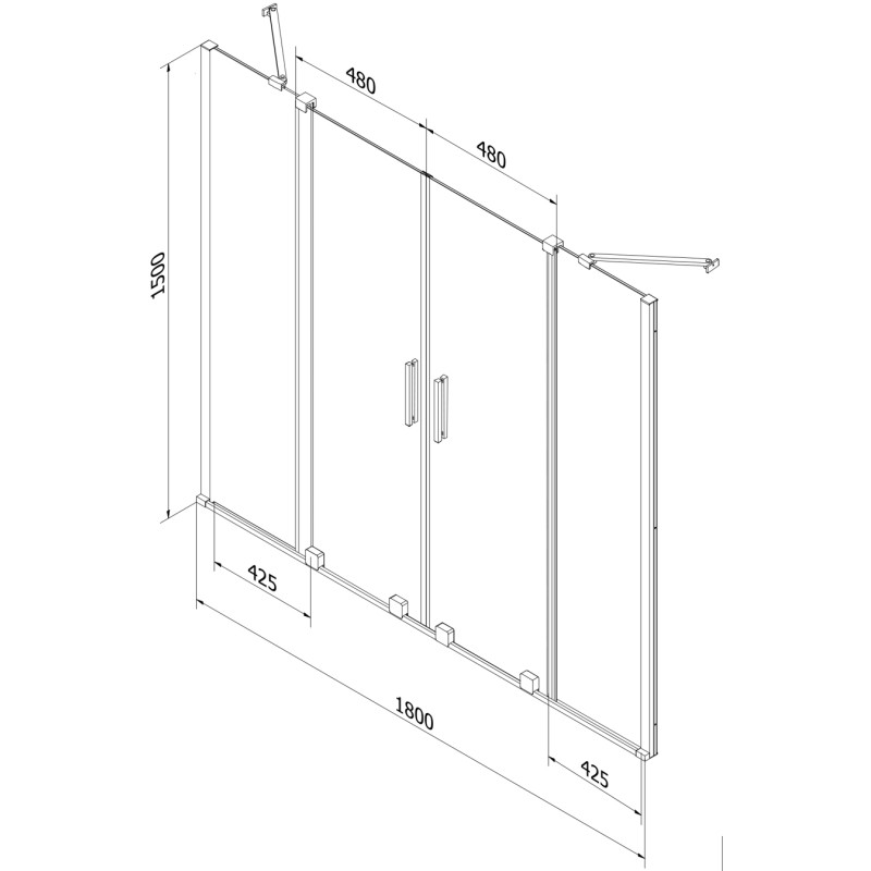 Mexen Velar Dviguba vonios sienelė, 2 dalių slankiojanti, 180 x 150 cm, permatoma, auksinė matinė - 896-180-000-02-55