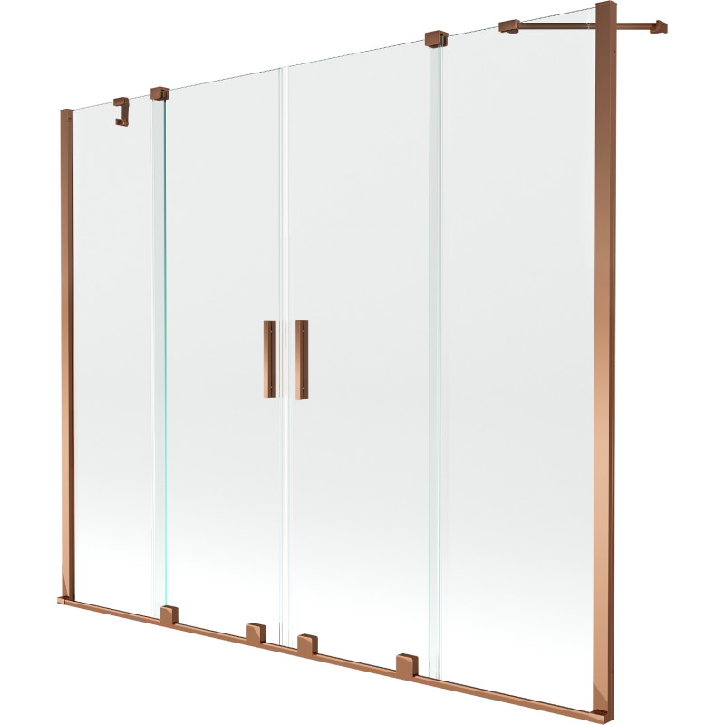 Mexen Velar Dviguba vonios sienelė, 2-jų dalių stumdomoji 170 x 150 cm, permatoma, rožinio aukso spalvos - 896-170-000-02-60
