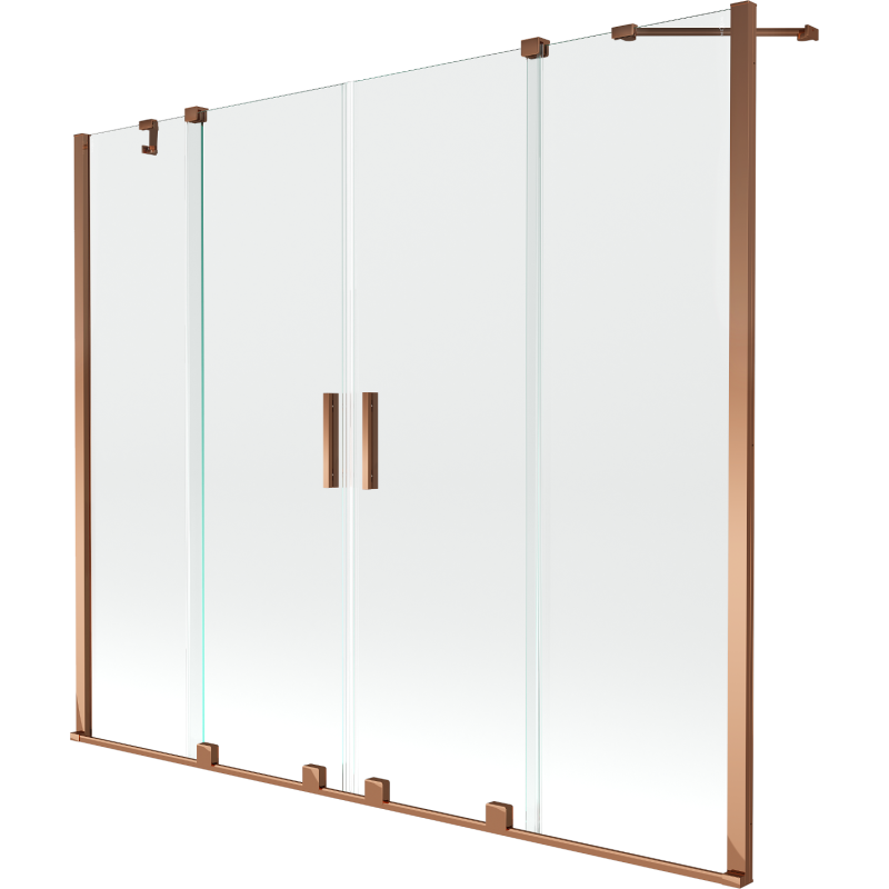 Mexen Velar Duo vonios uždanga 2-dalių slankiojama 200 x 150 cm, skaidri, rožinis auksas - 896-200-000-02-60