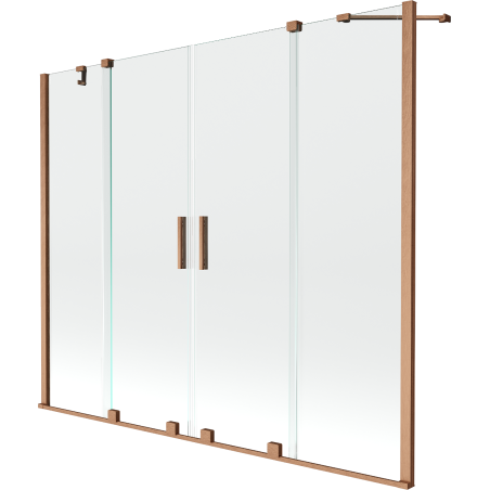 Mexen Velar Duo 2 judamųjų dalių vonios sienelė Stumdomas 170 x 150 cm, Skaidrus, varis šlifuotas - 896-170-000-02-65