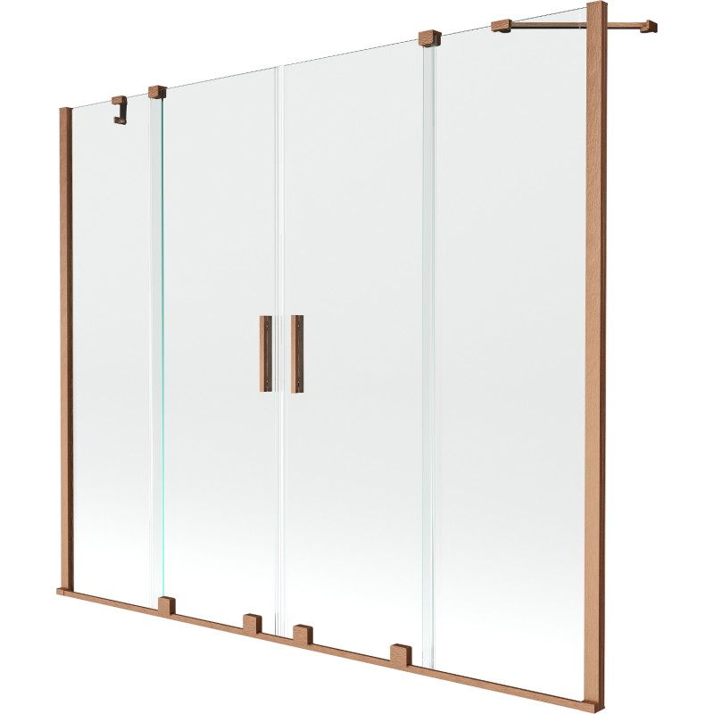 Mexen Velar Dvigubas vonios pertvaras, 2 dalių stumdomas 200 x 150 cm, skaidrus, šlifuotas varis - 896-200-000-02-65