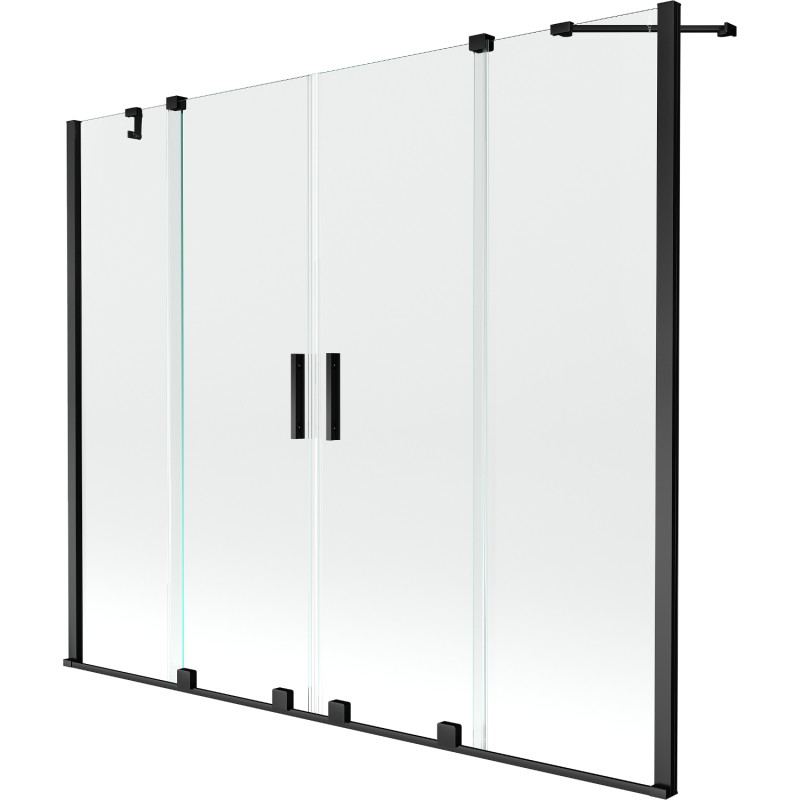 Mexen Velar Dvigubas slankiojančias duris turintis vonios ekranas 170 x 150 cm, skaidrus, juodas - 896-170-000-02-70