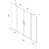 Mexen Velar Duo vonios pertvara, 2 varčios, slankiojama, 170 x 150 cm, skaidri, juoda - 896-170-000-02-70