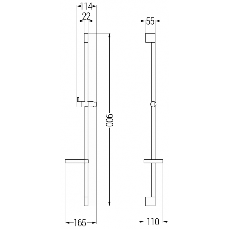 Mexen DS dušo strypas su muiline 90 cm, juodas - 79383-70