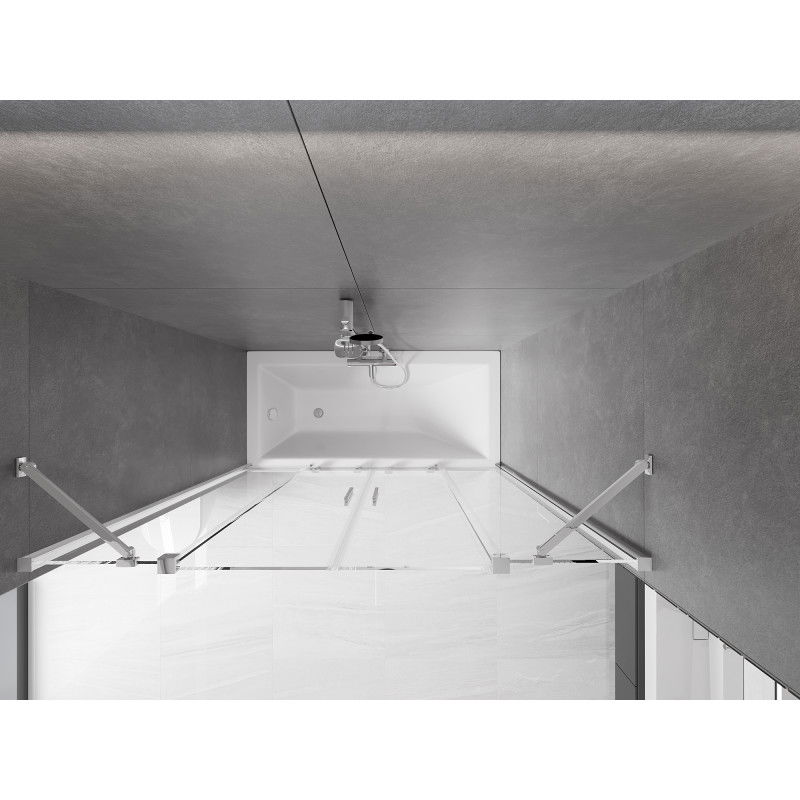 Mexen Velar Duo vonios pertvara, 2-dalių, stumiama 140 x 150 cm, permatoma, chromas - 896-140-000-02-01