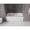 Mexen Velar Dvigubas vonios ekranas, 2 sparnai, stumdomas 140 x 150 cm, skaidrus, šlifuota varis - 896-140-000-02-65