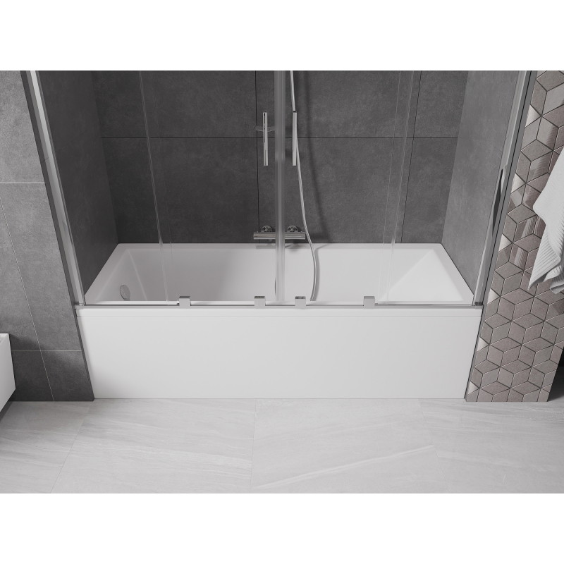 Mexen Velar Duo vonios ekranas, 2-durų slankusis 180 x 150 cm, permatomas, chromas - 896-180-000-02-01