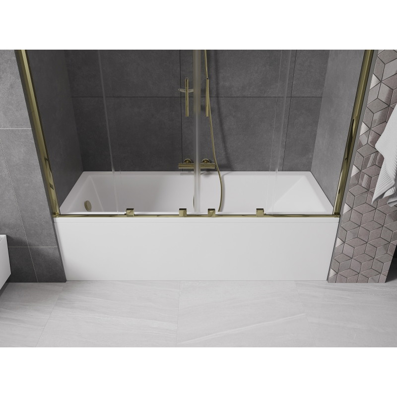 Mexen Velar Duo vonios ekrano dviejų dalių slankiojantis 180 x 150 cm, skaidrus, auksinis - 896-180-000-02-50
