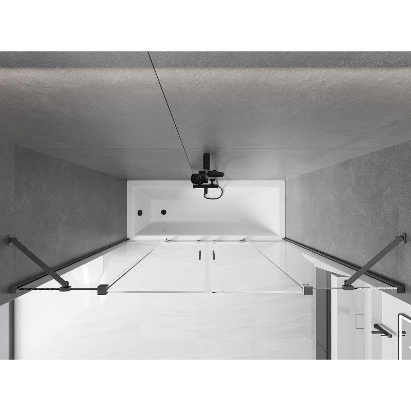 Mexen Velar Duo vonios ekrano 2 dalių perstumiamos durys 170 x 150 cm, permatomas, šlifuotas ginklų pilkas - 896-170-000-02-66