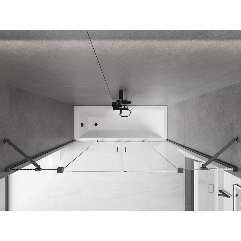 Mexen Velar Duo vonios pertvara 2-durų stumdomas 170 x 150 cm, skaidrus, šlifuotas ginklas pilkas - 896-170-000-02-66