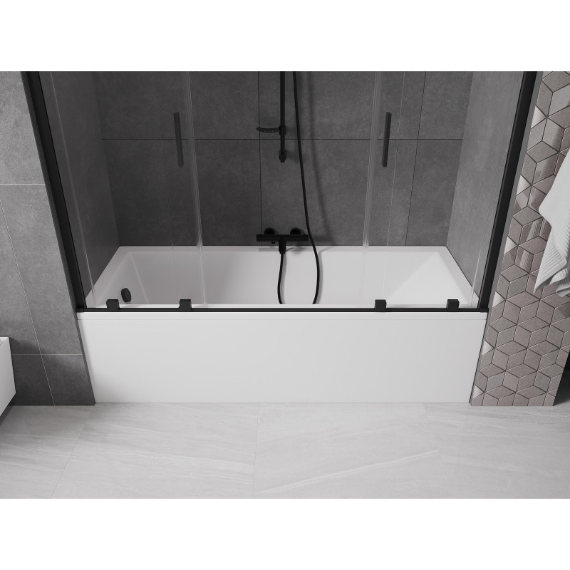 Mexen Velar Duo vonios pertvara, 2 varčios, slankiojama, 170 x 150 cm, skaidri, juoda - 896-170-000-02-70