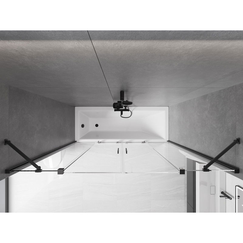 Mexen Velar Duo vonios sienelė 2 dalių, stumdomas 200 x 150 cm, skaidrus, juodas - 896-200-000-02-70