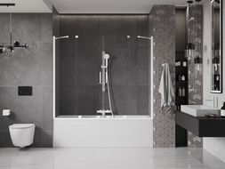 Mexen Velar Duo dvigubas stumdomas vonios ekranas, 200 x 150 cm, skaidrus, baltas - 896-200-000-02-20