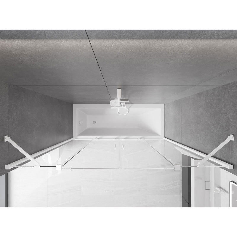 Mexen Velar Duo dvigubas stumdomas vonios ekranas, 200 x 150 cm, skaidrus, baltas - 896-200-000-02-20