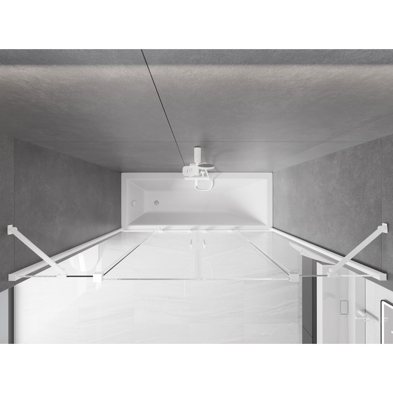 Mexen Velar Dvigubas vonios uždanga 2 dalių slankiojančios 170 x 150 cm, skaidrus, baltas - 896-170-000-02-20