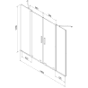 Mexen Velar Duo vonios pertvara, 2-dalių, stumiama 140 x 150 cm, permatoma, chromas - 896-140-000-02-01