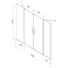 Mexen Velar Dvigubas vonios ekranas 2 dalių, slankiojantis 150 x 150 cm, skaidrus, chromuotas - 896-150-000-02-01