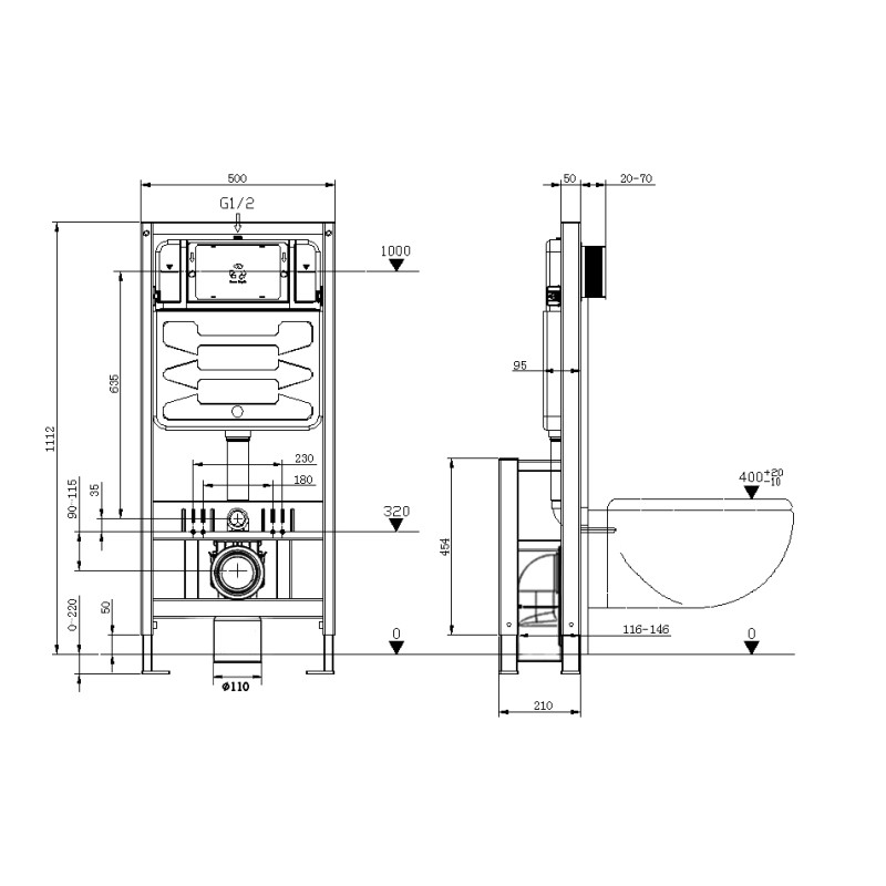 Mexen Fenix F laisvai stovintis potinkinis WC rėmas - 60101